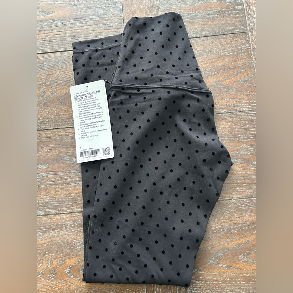 Lululemon Align High-Rise Pant
25"  Polka Dot Flocked Leggings Size 4.  NWT
